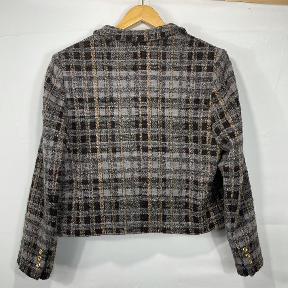 Harve Benard Brown Plaid Button Up Wool Jacket - Picture 9 of 15